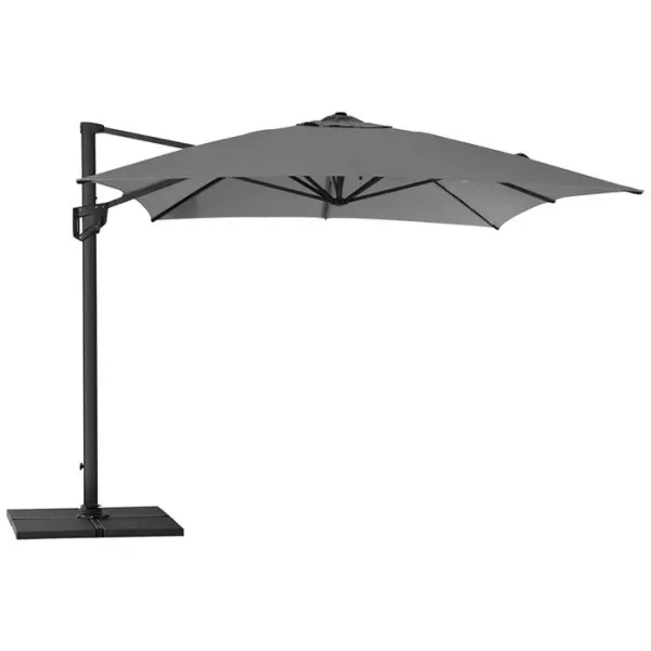 Cane-Line Hyde Luxe -aurinkovarjo jalustalla - 3x4 m - Alumiinia, antrasiitinharmaa kangas