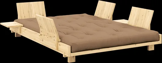 Karup Design Social Vuodesohva, jossa 4 selkänojaa, sivupöydät ja patja 140x200 Mocca/Lakattu kirkas